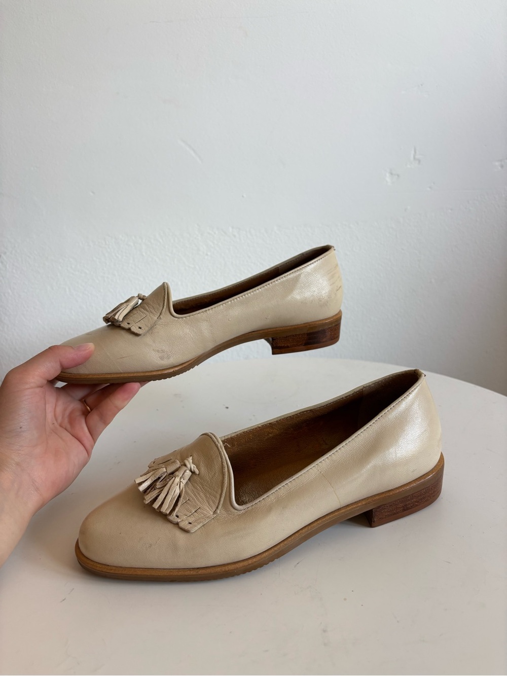 Vintage Selby Cream Tassel Loafers for Women